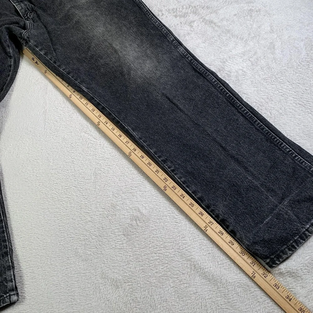 Vintage Rustler Jeans Mens‎ 38X32 Black Gray Denim Relaxed Fit Made USA 90s